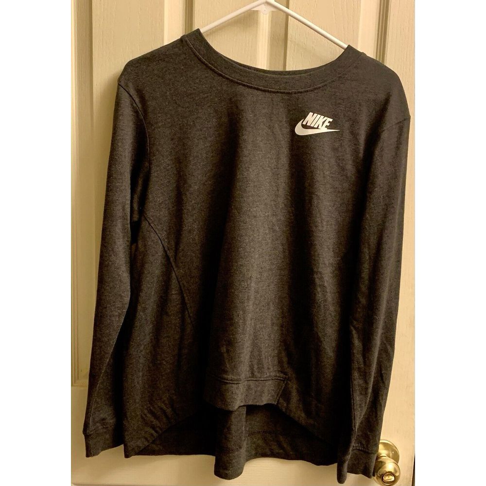Nike Women's Sportswear Gym Vintage Crew Pullover Sweatshirt Gray Heather Sz Med